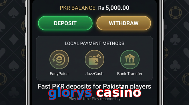 Deposit and withdrawal screen with PKR methods